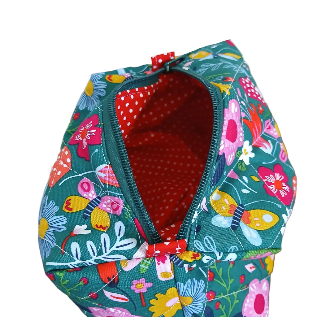 Colorful floral-patterned fabric on a wooden surface